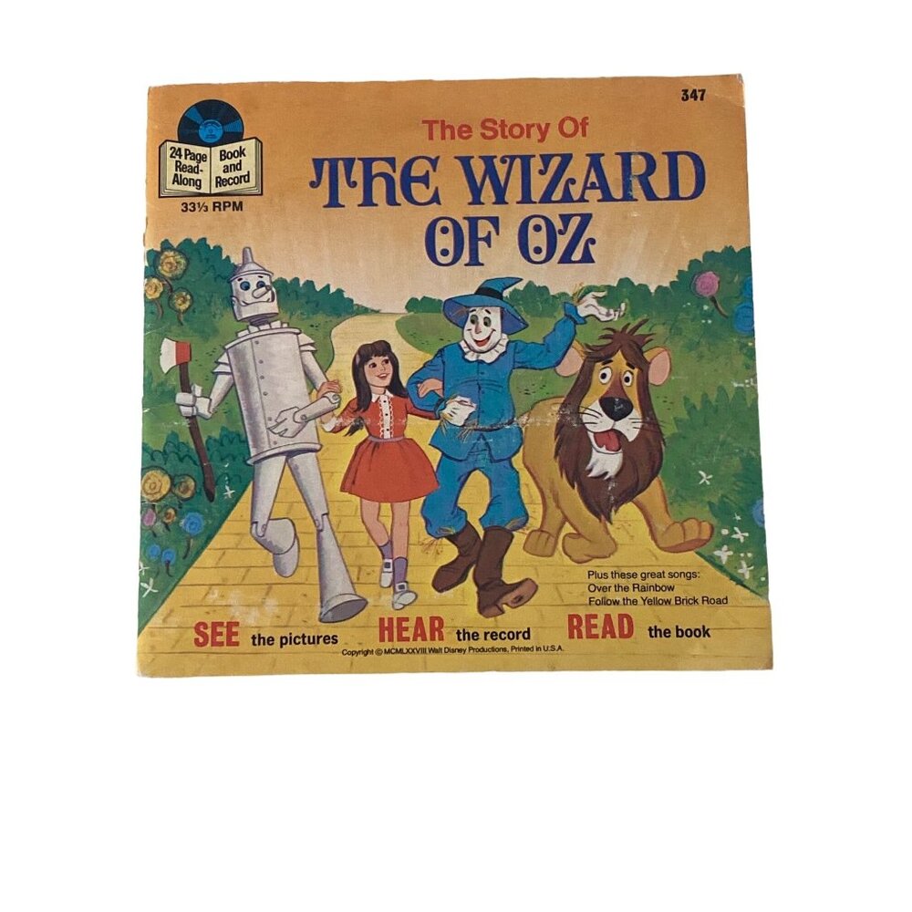 The Story of The Wizard of Oz 347 Book 33-1/2 RPM Record Disneyland Records 1978